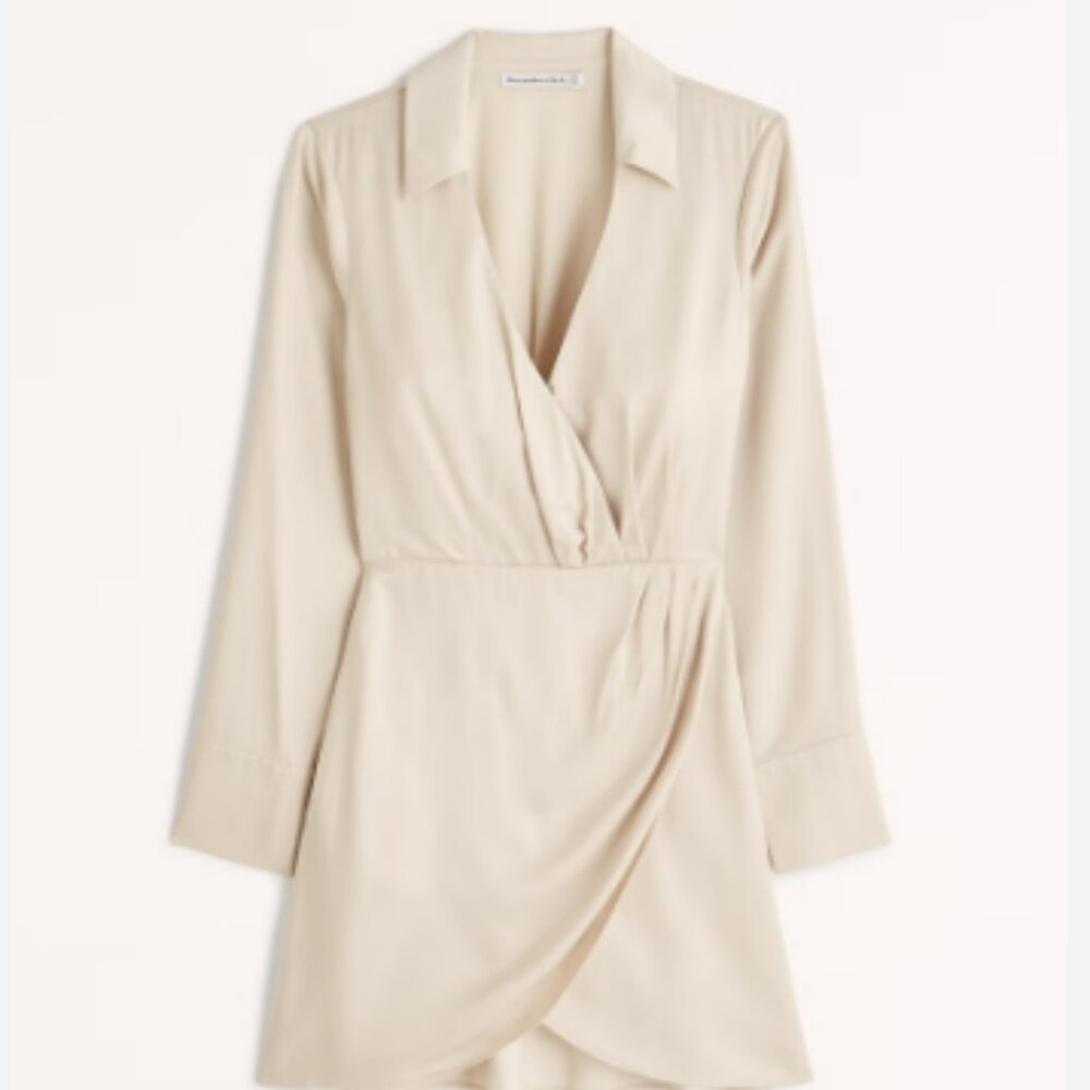 Brand new with tags, long sleeve satin drapey dress